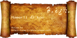 Hamerli Ákos névjegykártya